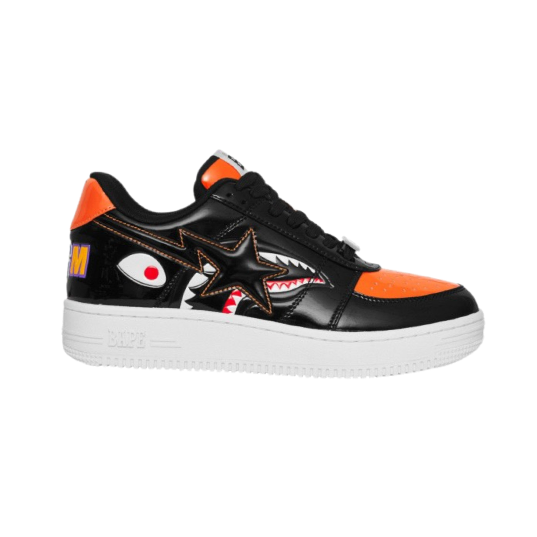 A Bathing Ape Bapesta Low Mad Shark Black White Orange